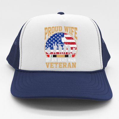 Proud Wife Of Iraq War Veteran Flag Usa Family Matching Trucker Hat