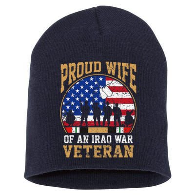 Proud Wife Of Iraq War Veteran Flag Usa Family Matching Short Acrylic Beanie