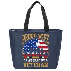 Proud Wife Of Iraq War Veteran Flag Usa Family Matching Zip Tote Bag