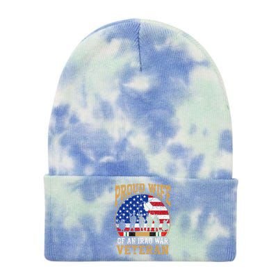 Proud Wife Of Iraq War Veteran Flag Usa Family Matching Tie Dye 12in Knit Beanie