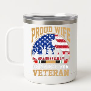 Proud Wife Of Iraq War Veteran Flag Usa Family Matching 12 oz Stainless Steel Tumbler Cup