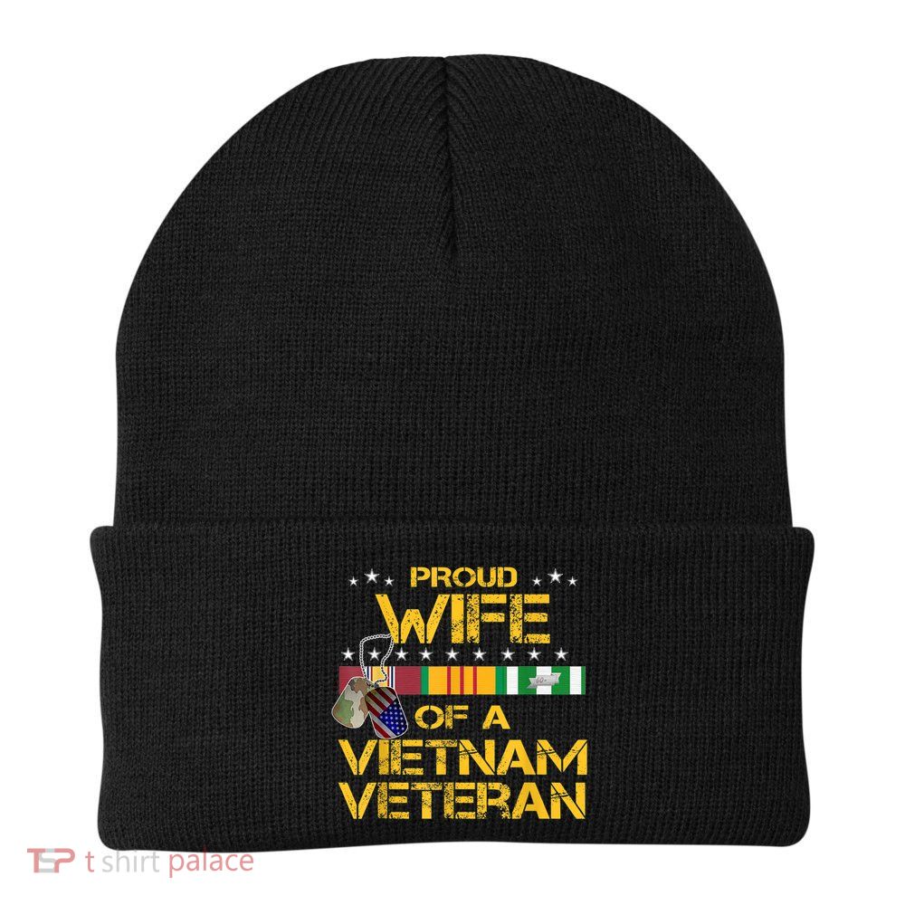 Proud Wife Of A Vietnam Veteran My Husband Is A Hero Gift Beanie