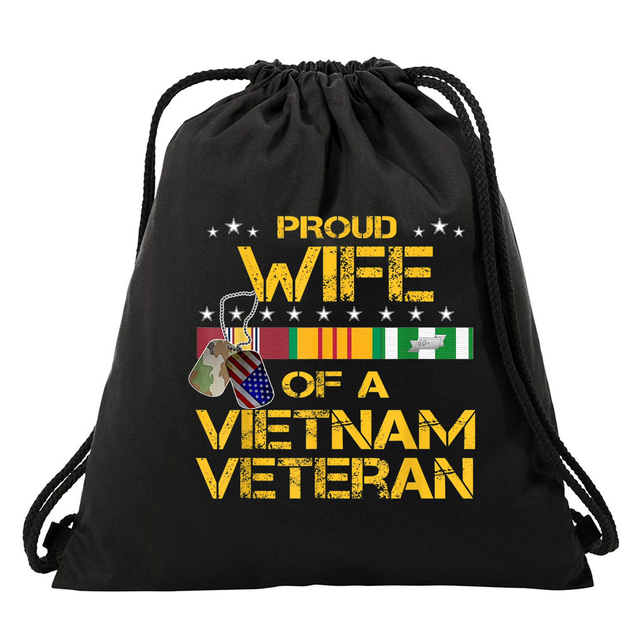 Proud Wife Of A Vietnam Veteran My Husband Is A Hero Gift Drawstring Bag