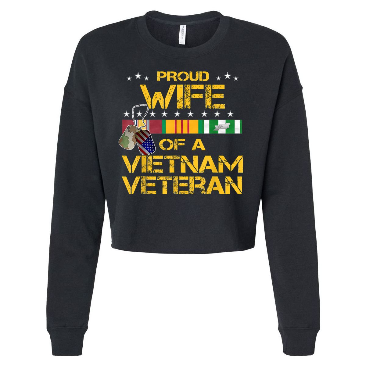 Proud Wife Of A Vietnam Veteran My Husband Is A Hero Gift Cropped Pullover Crew