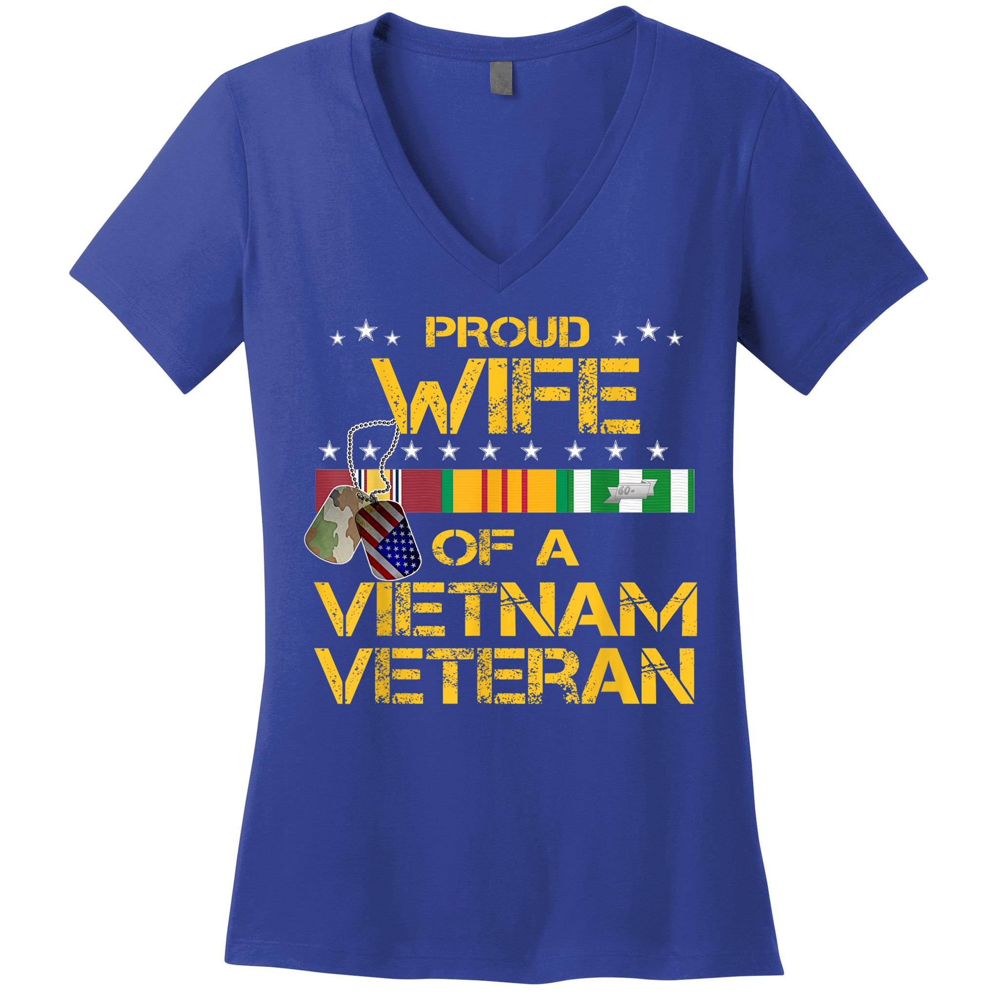 Proud Wife Of A Vietnam Veteran My Husband Is A Hero Gift Women's V-Neck T-Shirt