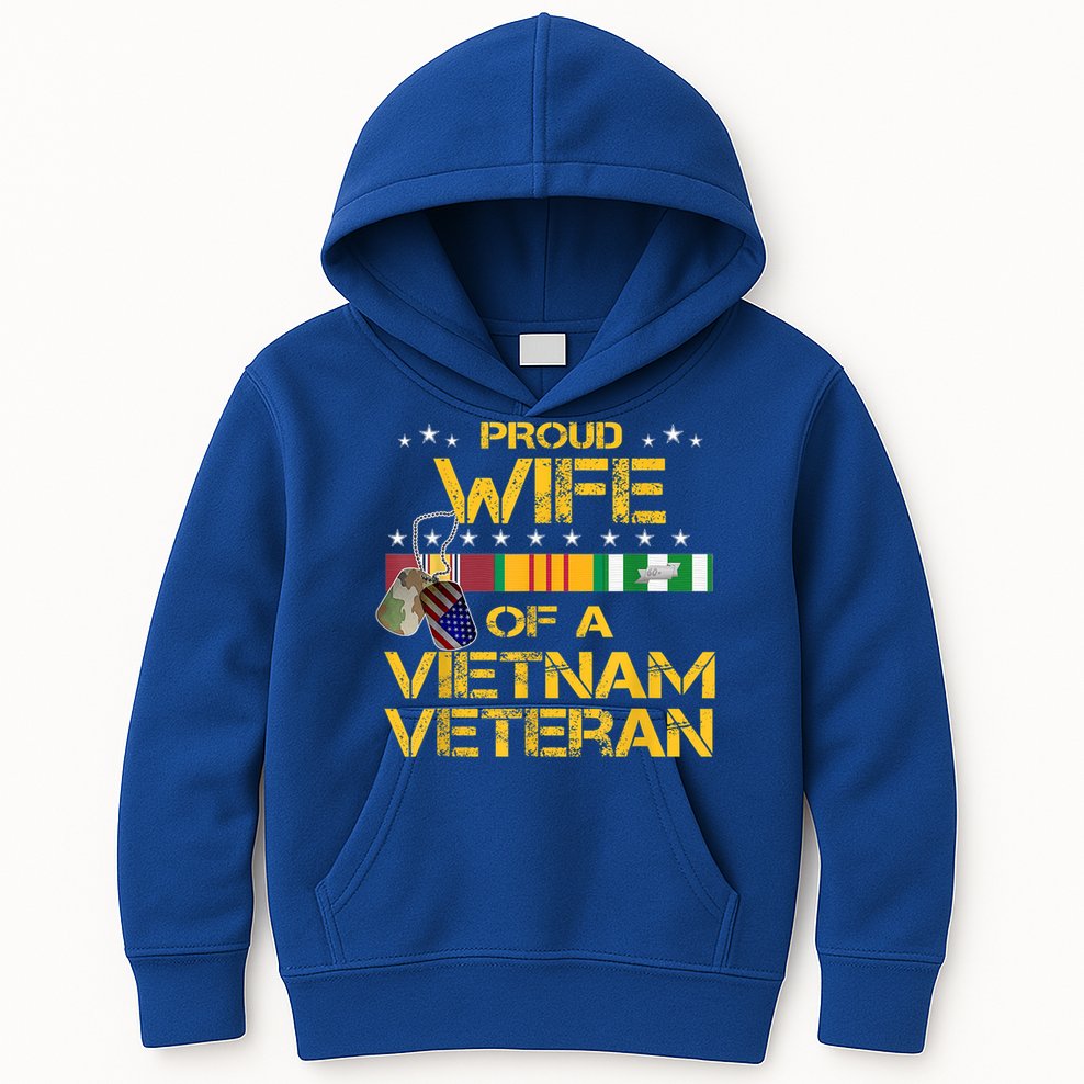 Proud Wife Of A Vietnam Veteran My Husband Is A Hero Gift Kids Hoodie