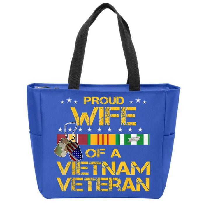 Proud Wife Of A Vietnam Veteran My Husband Is A Hero Gift Zip Tote Bag