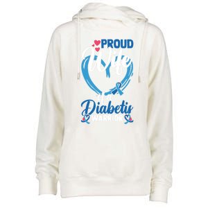 Proud Wife Of A Diabetis Warrior Diabetes Awareness Gift Womens Funnel Neck Pullover Hood