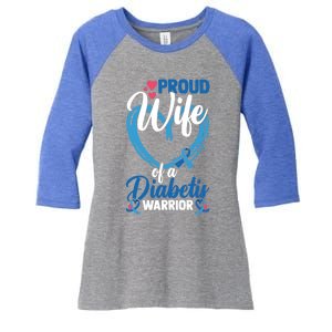 Proud Wife Of A Diabetis Warrior Diabetes Awareness Gift Women's Tri-Blend 3/4-Sleeve Raglan Shirt