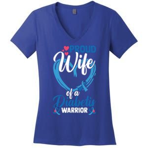 Proud Wife Of A Diabetis Warrior Diabetes Awareness Gift Women's V-Neck T-Shirt