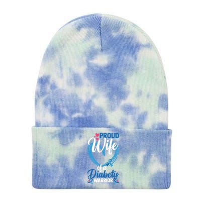 Proud Wife Of A Diabetis Warrior Diabetes Awareness Gift Tie Dye 12in Knit Beanie