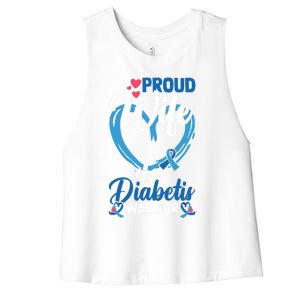 Proud Wife Of A Diabetis Warrior Diabetes Awareness Gift Women's Racerback Cropped Tank