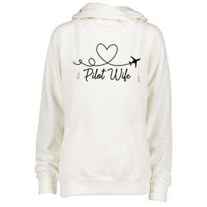 Pilot Wife Of A Pilot Wife Airplane Pilot Wife Heart Gift Womens Funnel Neck Pullover Hood