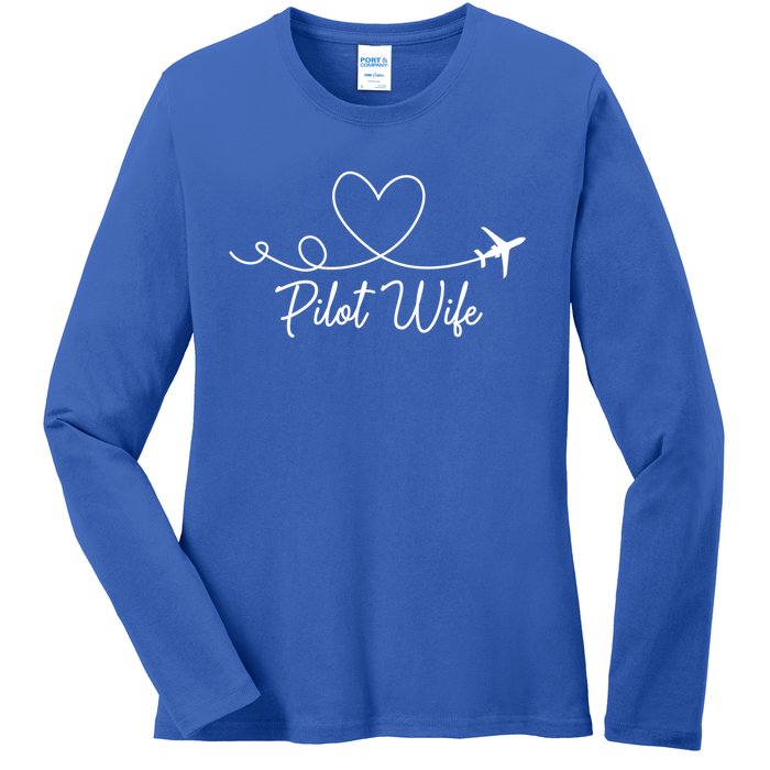 Pilot Wife Of A Pilot Wife Airplane Pilot Wife Heart Gift Ladies Long Sleeve Shirt