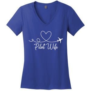 Pilot Wife Of A Pilot Wife Airplane Pilot Wife Heart Gift Women's V-Neck T-Shirt