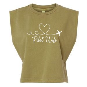 Pilot Wife Of A Pilot Wife Airplane Pilot Wife Heart Gift Garment-Dyed Women's Muscle Tee