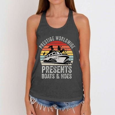 Prestige Worldwide Presents Boats And Hoes Funny Party Boat Women's Knotted Racerback Tank