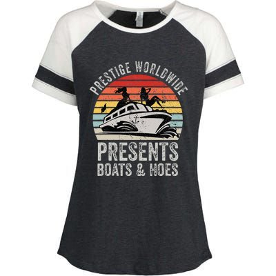 Prestige Worldwide Presents Boats And Hoes Funny Party Boat Enza Ladies Jersey Colorblock Tee