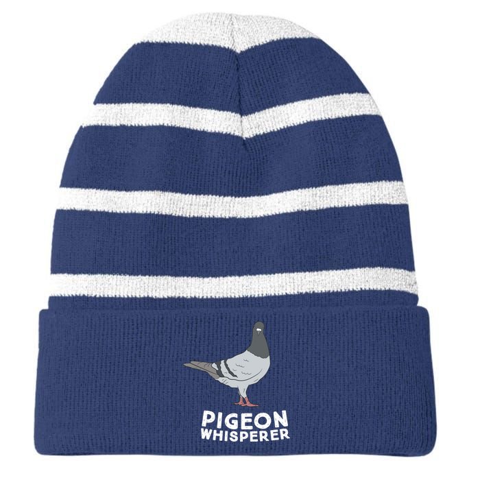 Pigeon Whisperer Pigeon Bird Cute Pigeon Whisperer Birds Striped Beanie with Solid Band