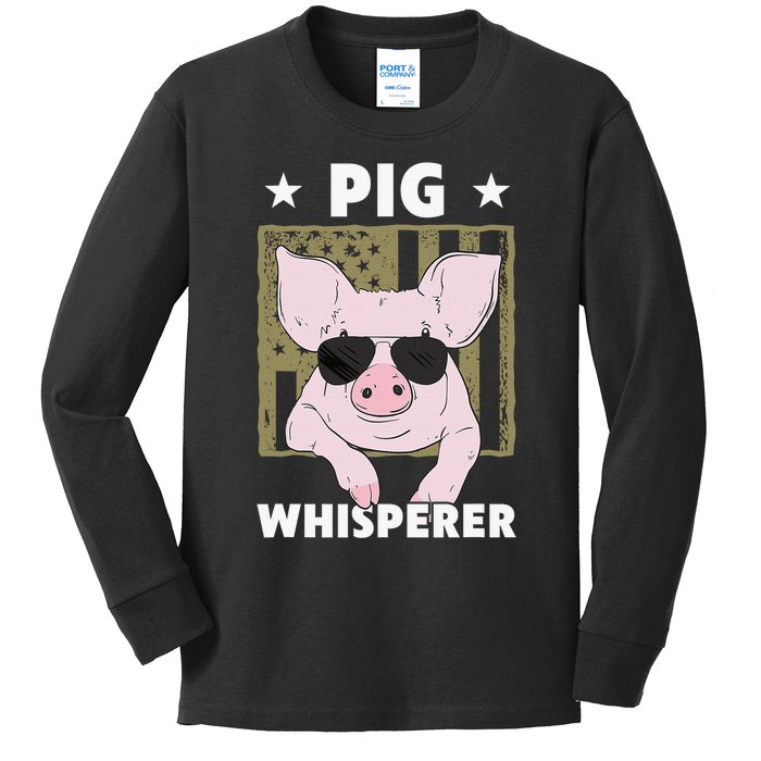 Pig Whisperer Pig Hog Farmer Kids Long Sleeve Shirt