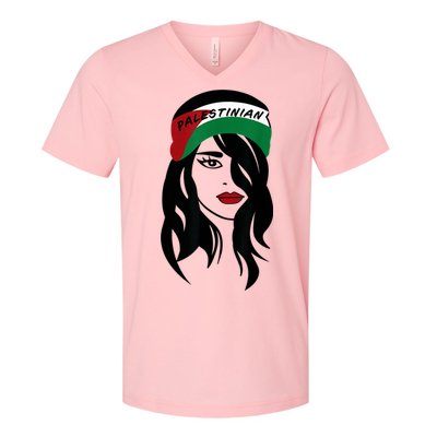 Palestinian Women Palestine Flag Palestinians Woman Scarf V-Neck T-Shirt