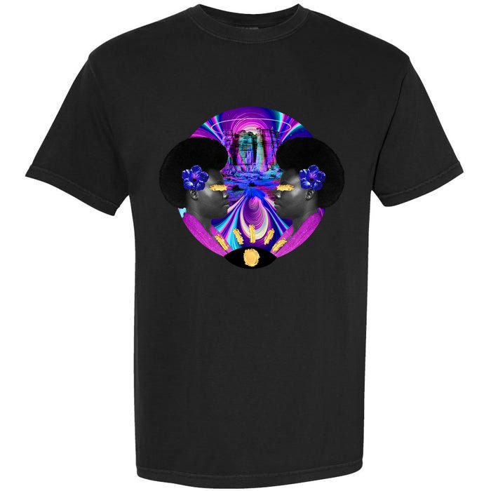 Psychedelic Woman Photographic Collage Garment-Dyed Heavyweight T-Shirt