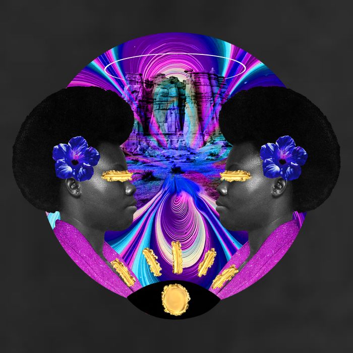 Psychedelic Woman Photographic Collage Garment-Dyed Heavyweight T-Shirt