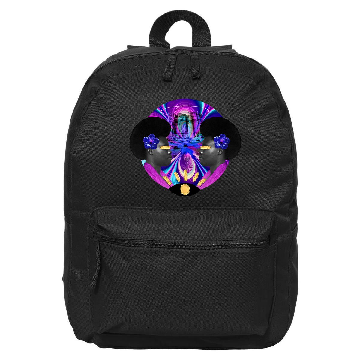 Psychedelic Woman Photographic Collage 16 in Basic Backpack