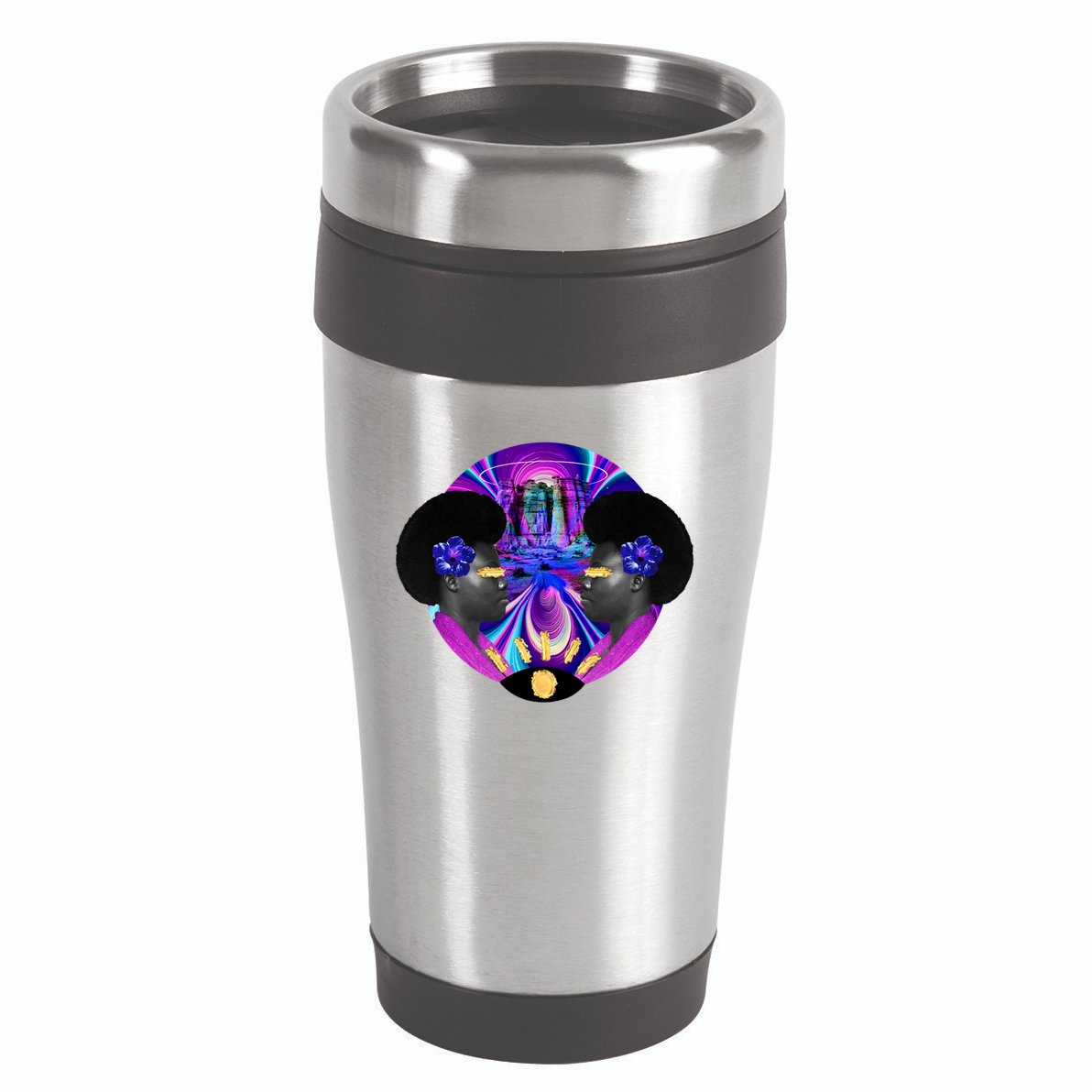Psychedelic Woman Photographic Collage 16oz Travel Tumbler