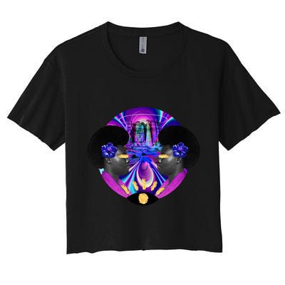 Psychedelic Woman Photographic Collage Crop Top