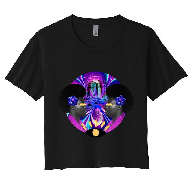 Psychedelic Woman Photographic Collage Women's Crop Top Tee