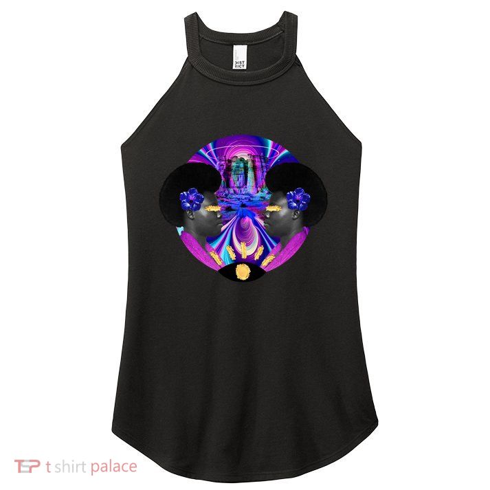 Psychedelic Woman Photographic Collage Women's Perfect Tri Rocker Tank