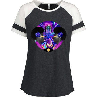 Psychedelic Woman Photographic Collage Enza Ladies Jersey Colorblock Tee