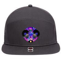 Psychedelic Woman Photographic Collage 7 Panel Mesh Trucker Snapback Hat
