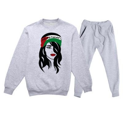 Palestinian Women Palestine Flag Palestinians Woman Scarf Premium Crewneck Sweatsuit Set