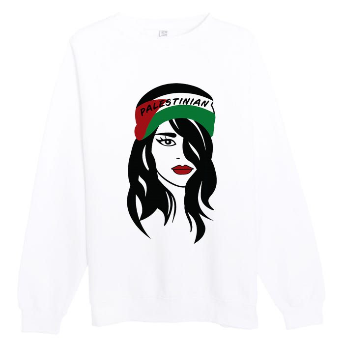 Palestinian Women Palestine Flag Palestinians Woman Scarf Premium Crewneck Sweatshirt