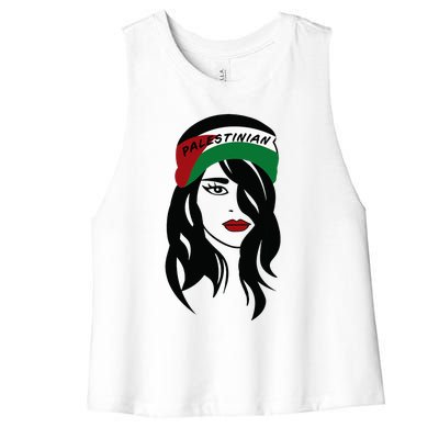 Palestinian Women Palestine Flag Palestinians Woman Scarf Women's Racerback Cropped Tank