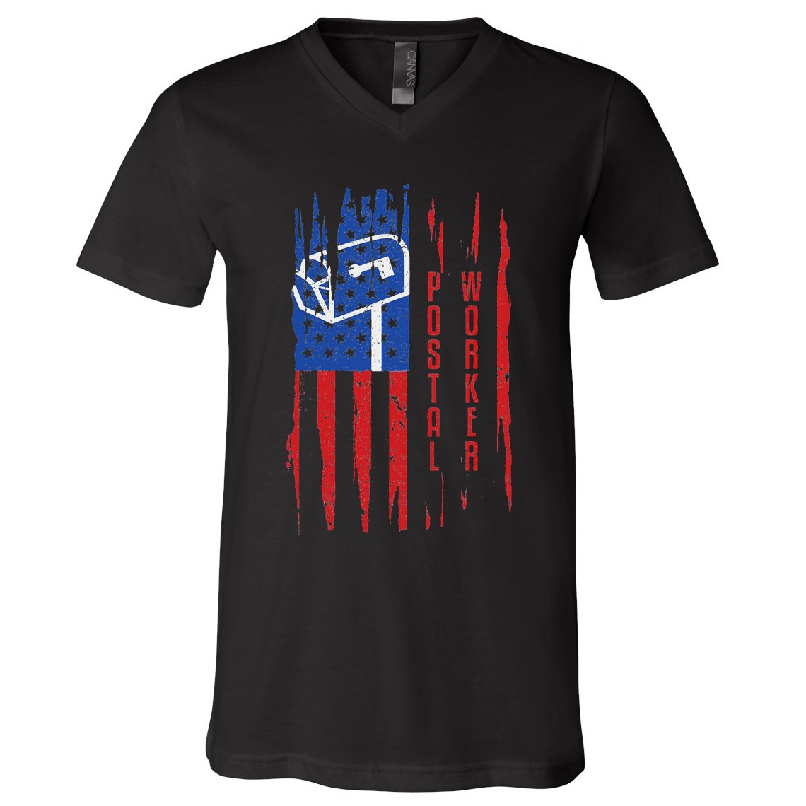 Postal Worker Patriotic Us Post Mail Carrier Man Women V-Neck T-Shirt