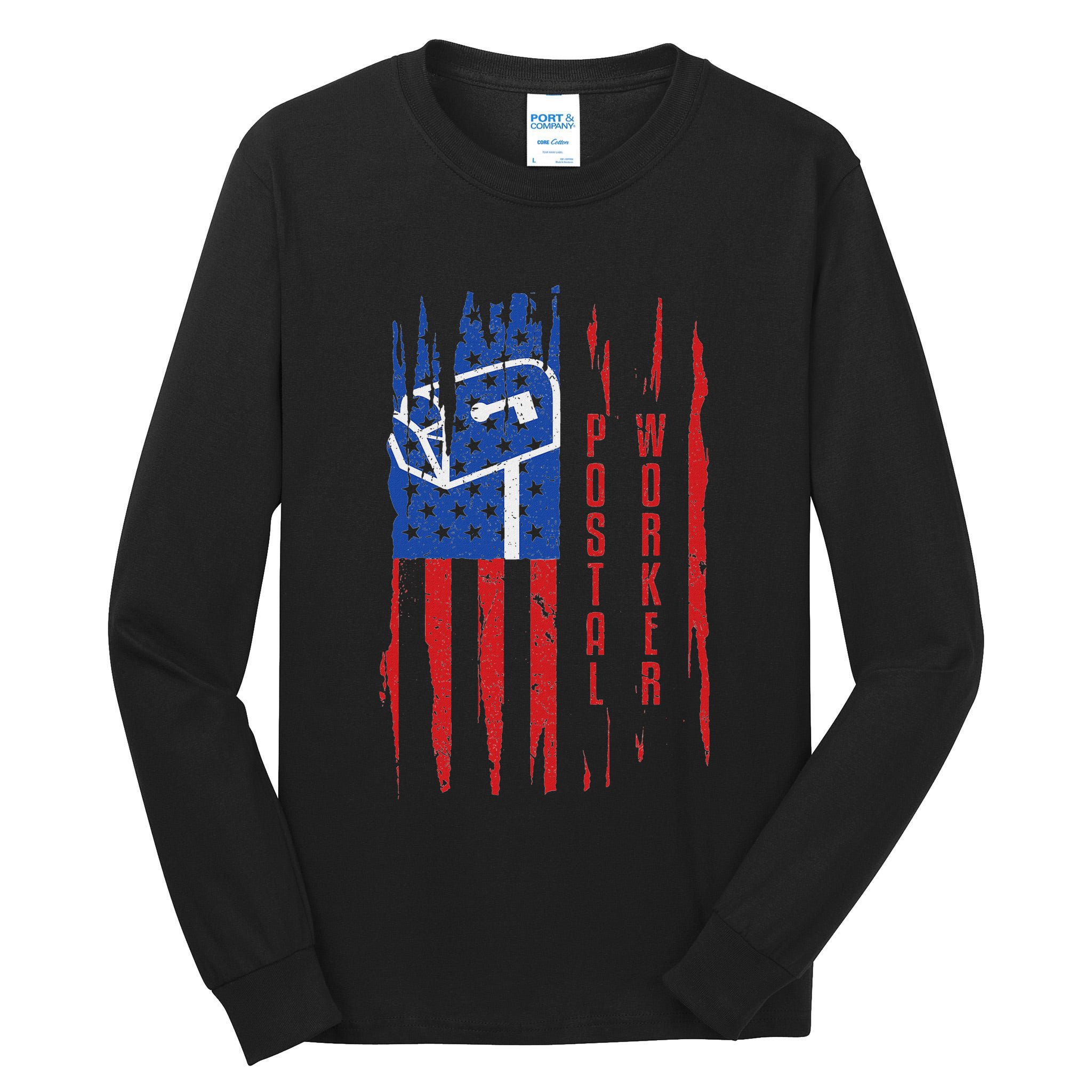 Postal Worker Patriotic Us Post Mail Carrier Man Women Tall Long Sleeve T-Shirt