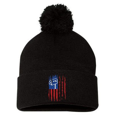 Postal Worker Patriotic Us Post Mail Carrier Man Women Pom Pom 12in Knit Beanie