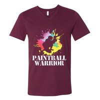 Paintball Warrior Paintball Player Birthday Party V-Neck T-Shirt