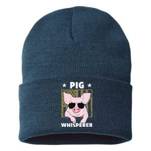 Pig Whisperer Pig Design For Men Hog Farmer Sustainable Knit Beanie