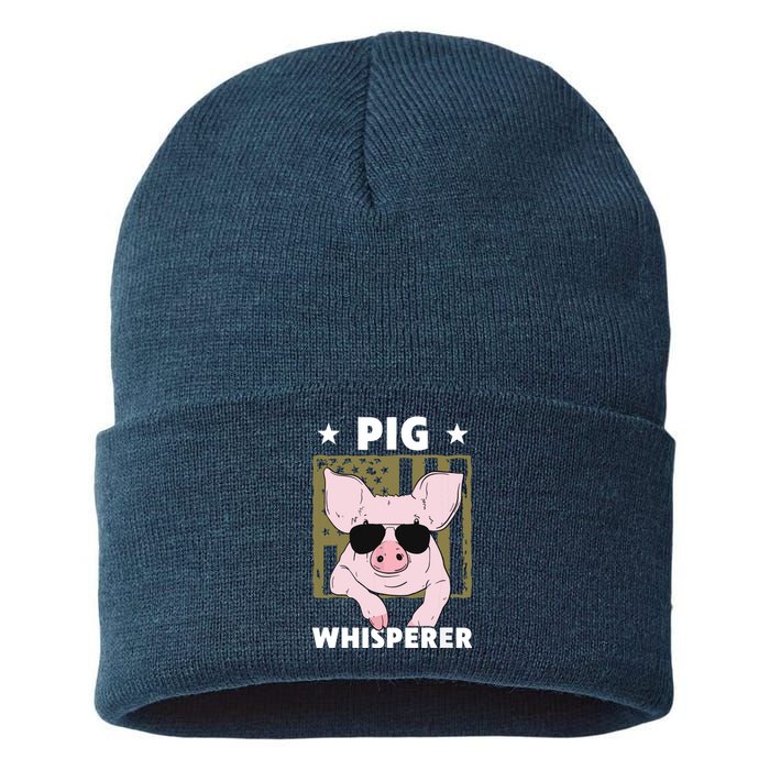 Pig Whisperer Pig Design For Men Hog Farmer Sustainable Knit Beanie