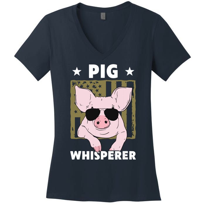 Pig Whisperer Pig Design For Men Hog Farmer Women's V-Neck T-Shirt