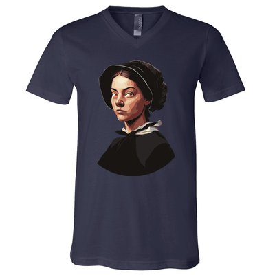 Pilgrim Woman Painting V-Neck T-Shirt