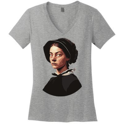 Pilgrim Woman Painting Women's V-Neck T-Shirt