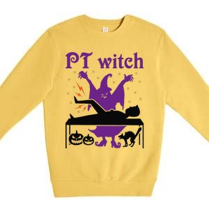 PT Witch Physical Therapy Halloween Physical Therapist Premium Crewneck Sweatshirt