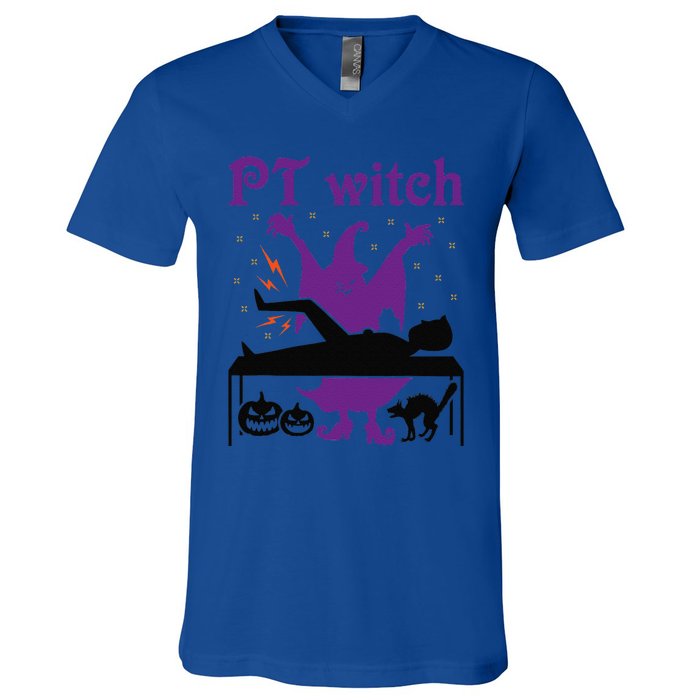 PT Witch Physical Therapy Halloween Physical Therapist V-Neck T-Shirt