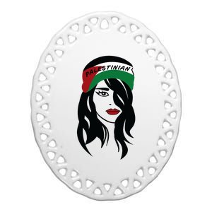 Palestinian Woman Palestine Flag Palestinians Woman Scarf Ceramic Oval Ornament