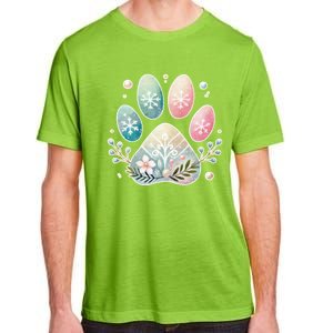 Pastel Winter Paw Print With Snowflakes And Florals Gift Adult ChromaSoft Performance T-Shirt